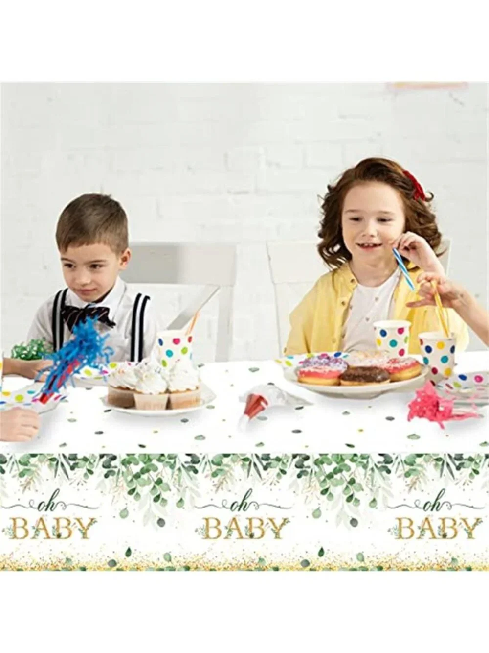 Sage Green Baby Shower Tablecloth Eucalyptus Disposable Party Table Cover